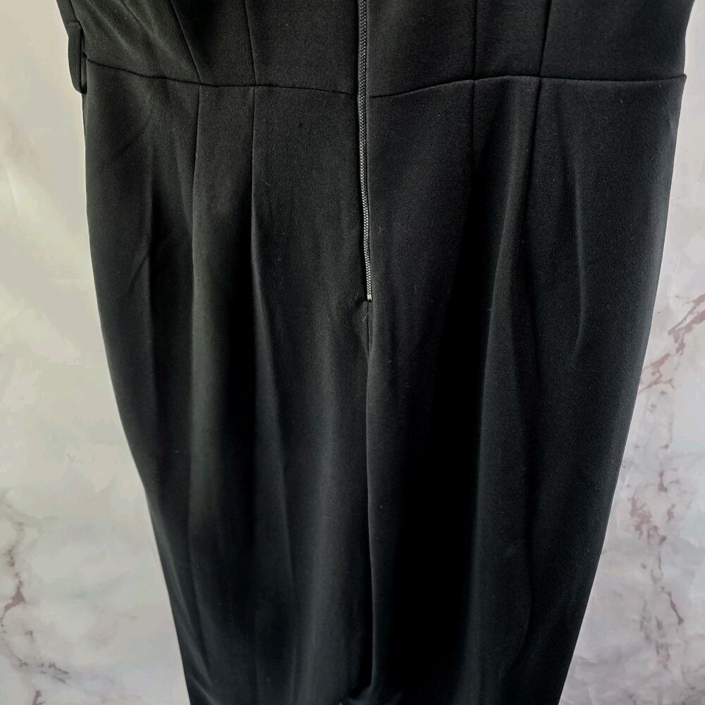Calvin Klein Jumpsuit Womens 12 Black Short Sleeve Pants Suit V Neck Straight - Picture 7 of 11